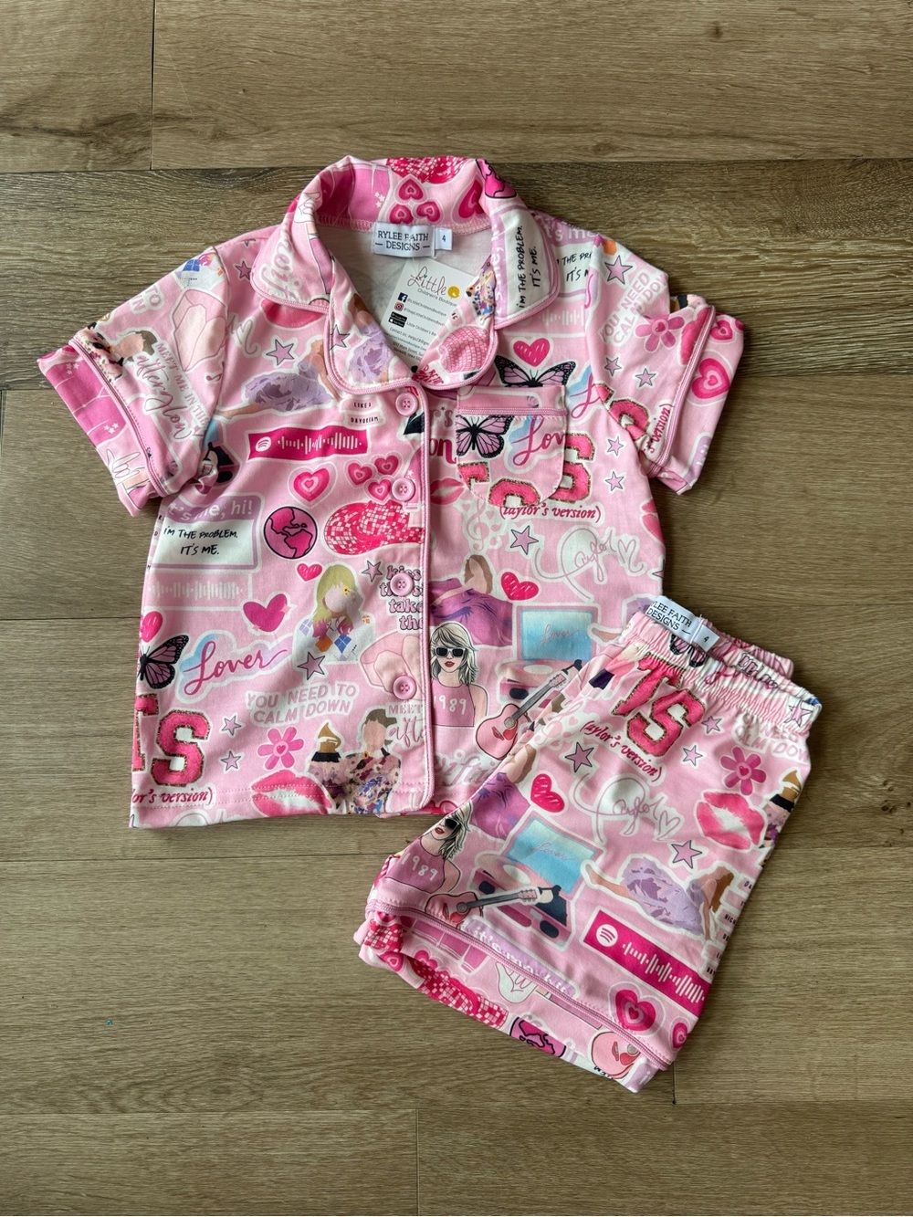 Rylee Faith Designs Taylor Swift Pajama Set Size 4